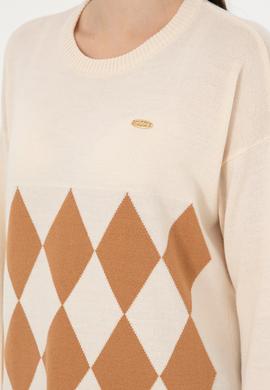 Kadın Krem Bisiklet Yaka Kazak - 50291623012