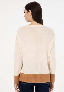 Kadın Krem Bisiklet Yaka Kazak - 50291623012