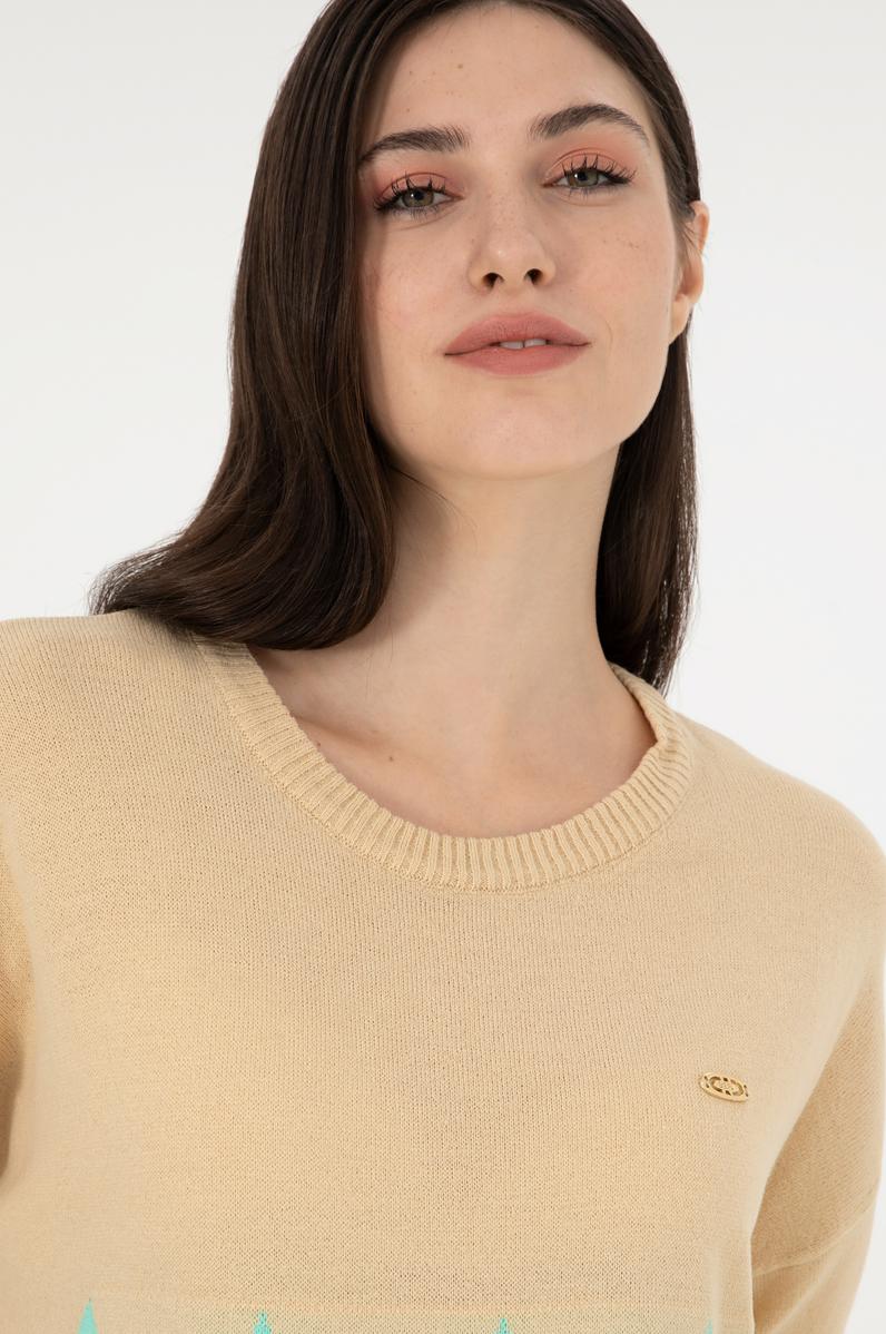 Kadın Kum Bisiklet Yaka Kazak