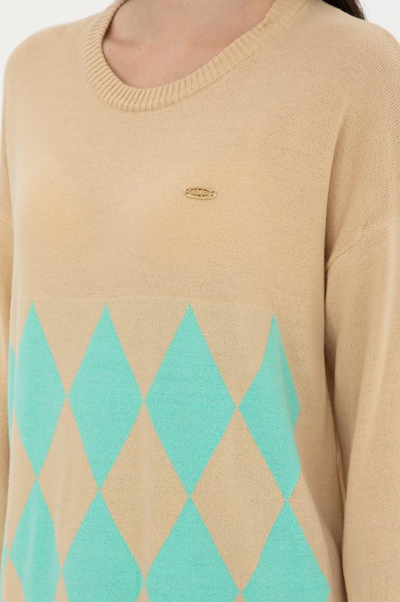 Kadın Kum Bisiklet Yaka Kazak