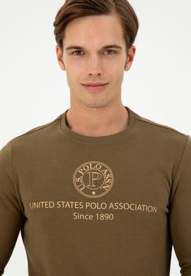 Erkek Regular Fit Bisiklet Yaka Haki Sweatshirt - 50293424021