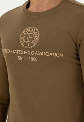 Erkek Regular Fit Bisiklet Yaka Haki Sweatshirt - 50293424021