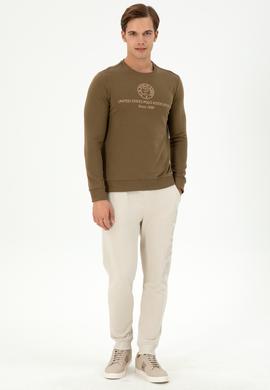 Erkek Regular Fit Bisiklet Yaka Haki Sweatshirt - 50293424021
