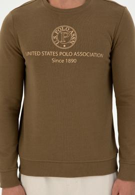 Erkek Regular Fit Bisiklet Yaka Haki Sweatshirt - 50293424021