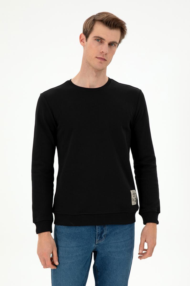 Erkek Regular Fit Bisiklet Yaka Siyah Sweatshirt