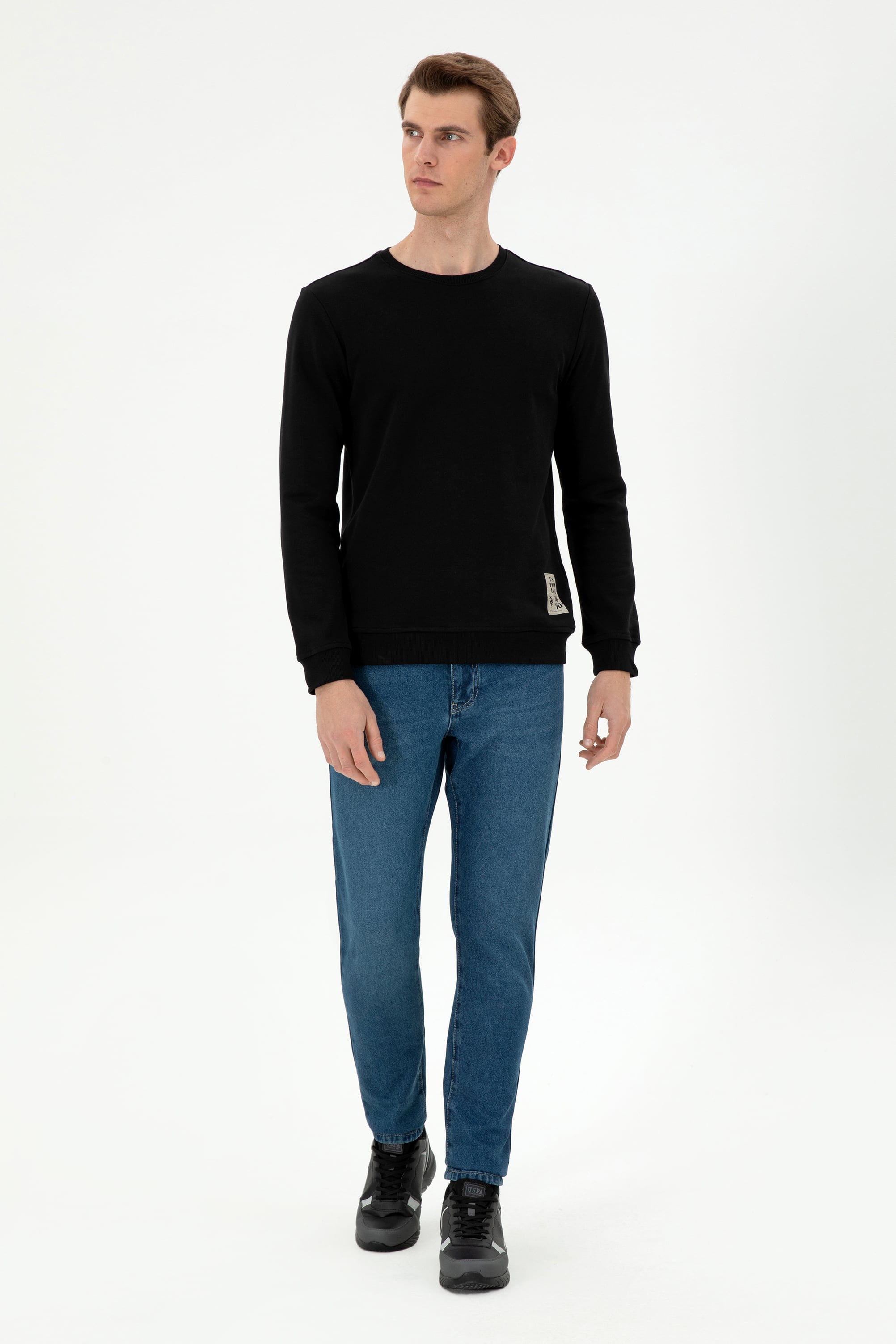 Erkek Regular Fit Bisiklet Yaka Siyah Sweatshirt - Image 4