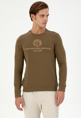 Erkek Regular Fit Bisiklet Yaka Haki Sweatshirt - 50293424021