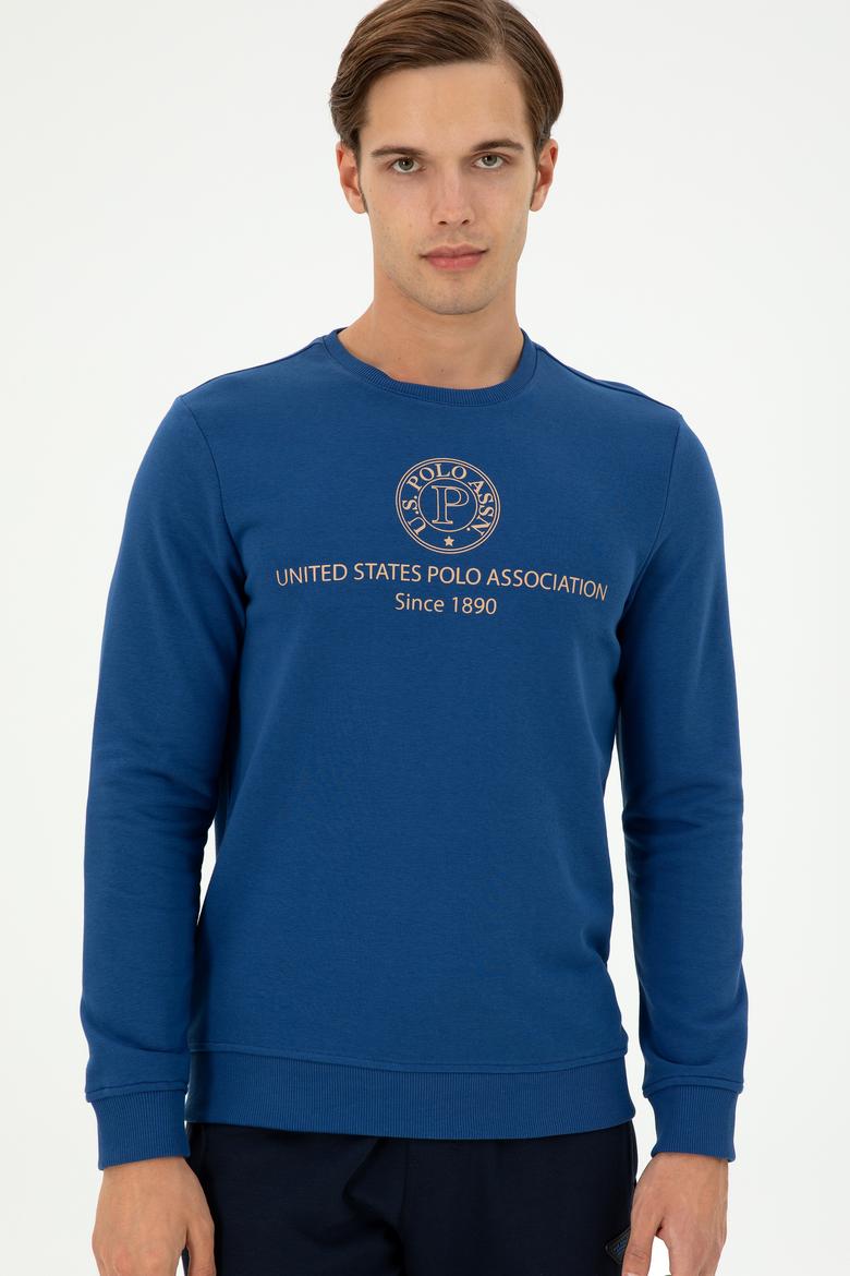 Erkek Regular Fit Bisiklet Yaka İndigo Sweatshirt - 50293424039