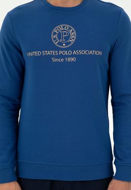 Erkek Regular Fit Bisiklet Yaka İndigo Sweatshirt - 50293424039