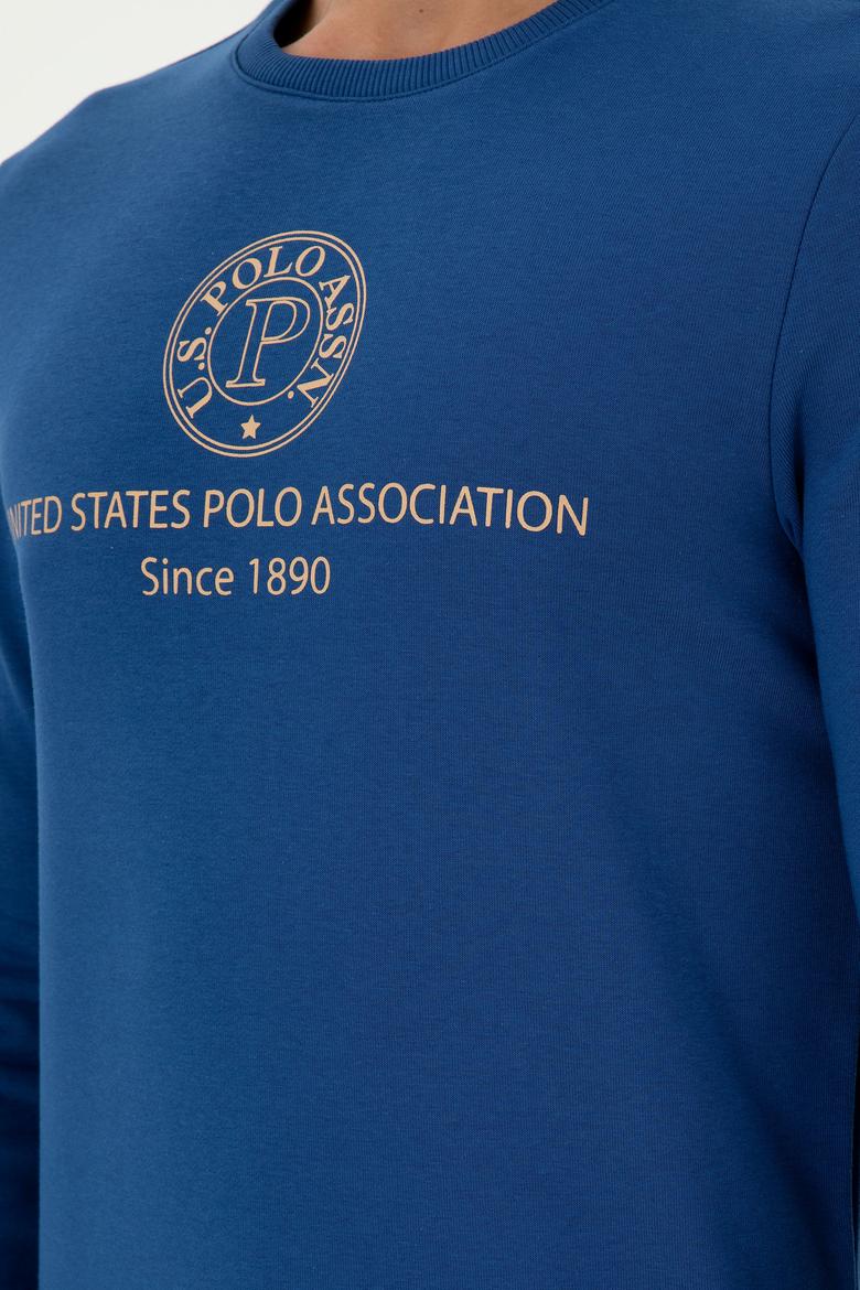 Erkek Regular Fit Bisiklet Yaka İndigo Sweatshirt - 50293424039