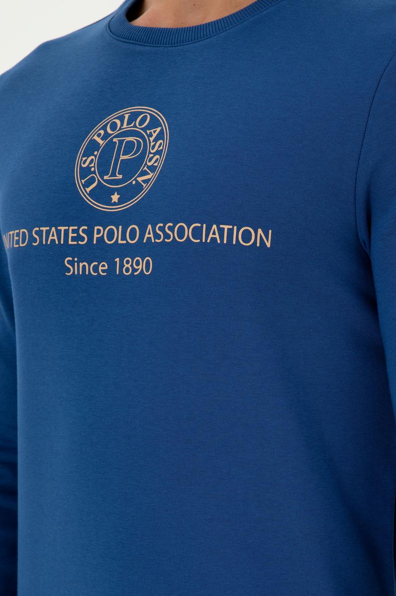 Erkek Regular Fit Bisiklet Yaka İndigo Sweatshirt