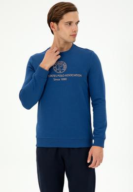 Erkek Regular Fit Bisiklet Yaka İndigo Sweatshirt - 50293424039