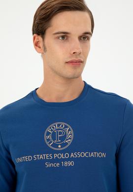 Erkek Regular Fit Bisiklet Yaka İndigo Sweatshirt - 50293424039