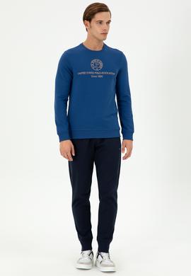 Erkek Regular Fit Bisiklet Yaka İndigo Sweatshirt - 50293424039