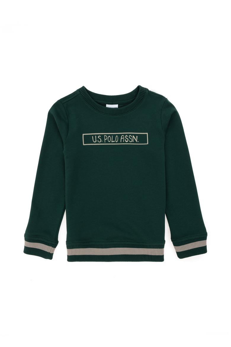 Erkek Çocuk Koyu Yeşil Bisiklet Yaka Sweatshirt - 50293608042