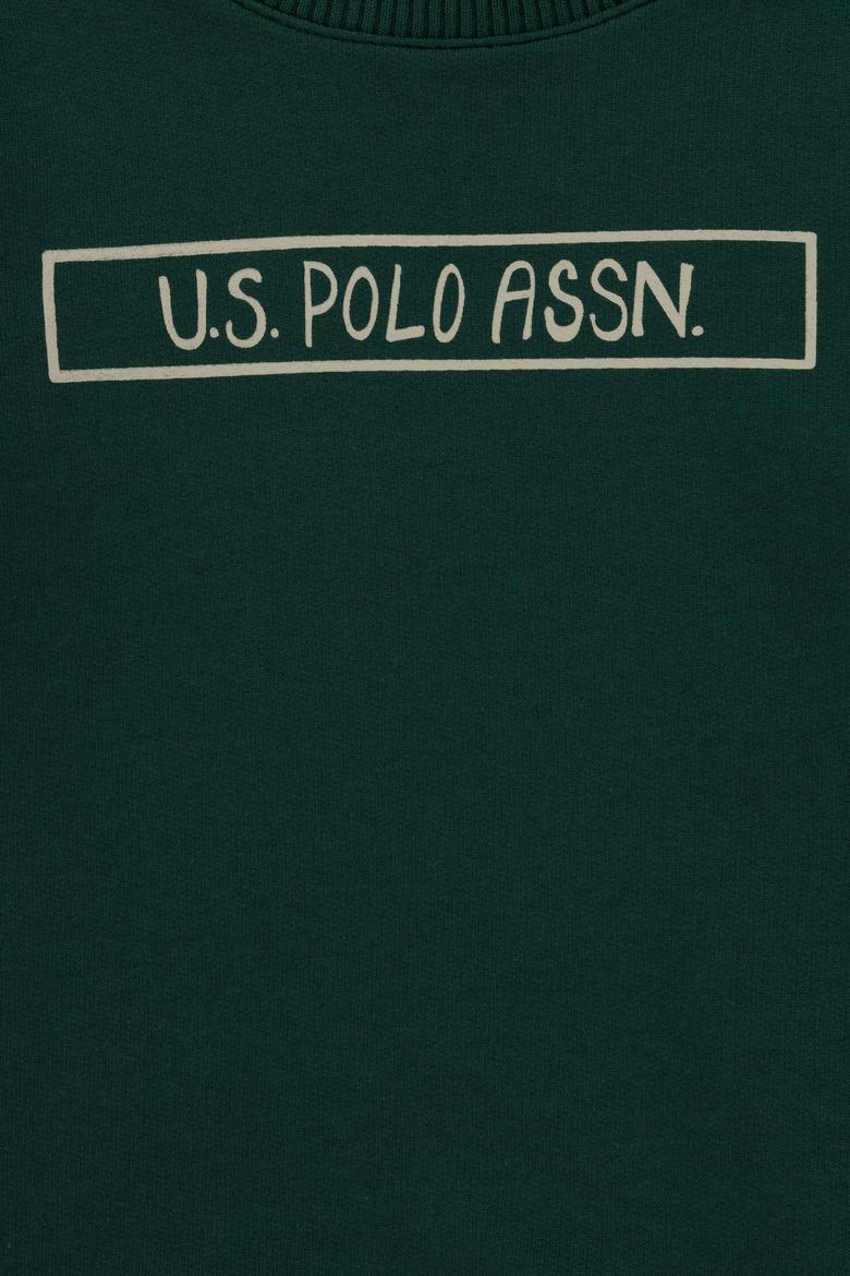 Erkek Çocuk Koyu Yeşil Bisiklet Yaka Sweatshirt - 50293608042