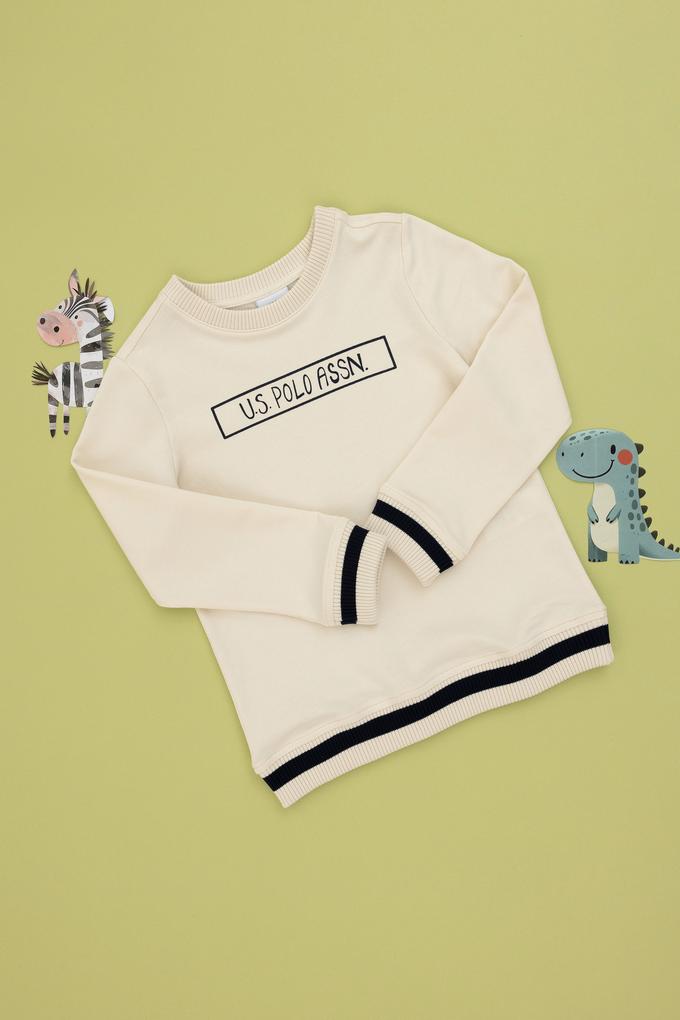 Erkek Çocuk Krem Bisiklet Yaka Sweatshirt