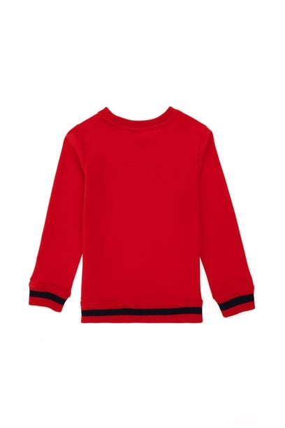 Erkek Çocuk Kırmızı Bisiklet Yaka Sweatshirt