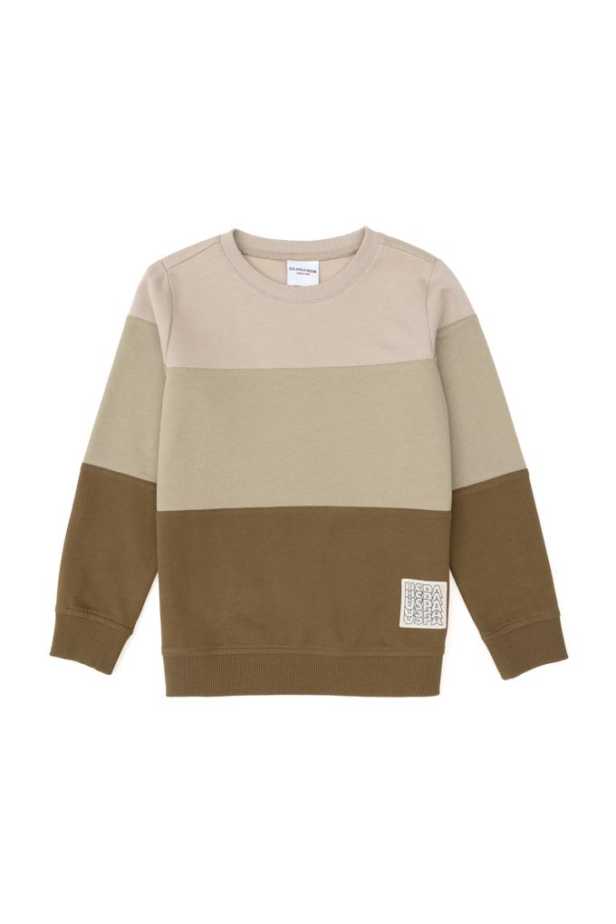 Erkek Çocuk Haki Bisiklet Yaka Sweatshirt