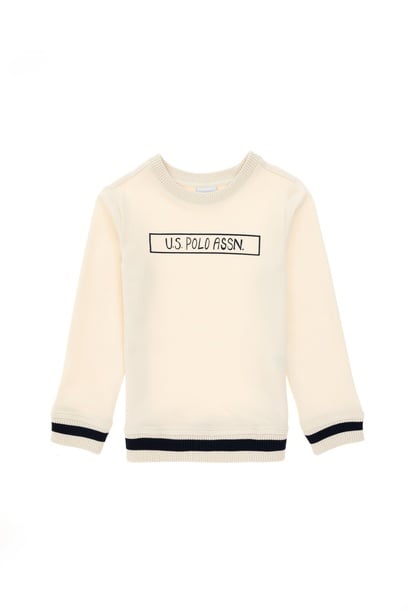 Erkek Çocuk Krem Bisiklet Yaka Sweatshirt