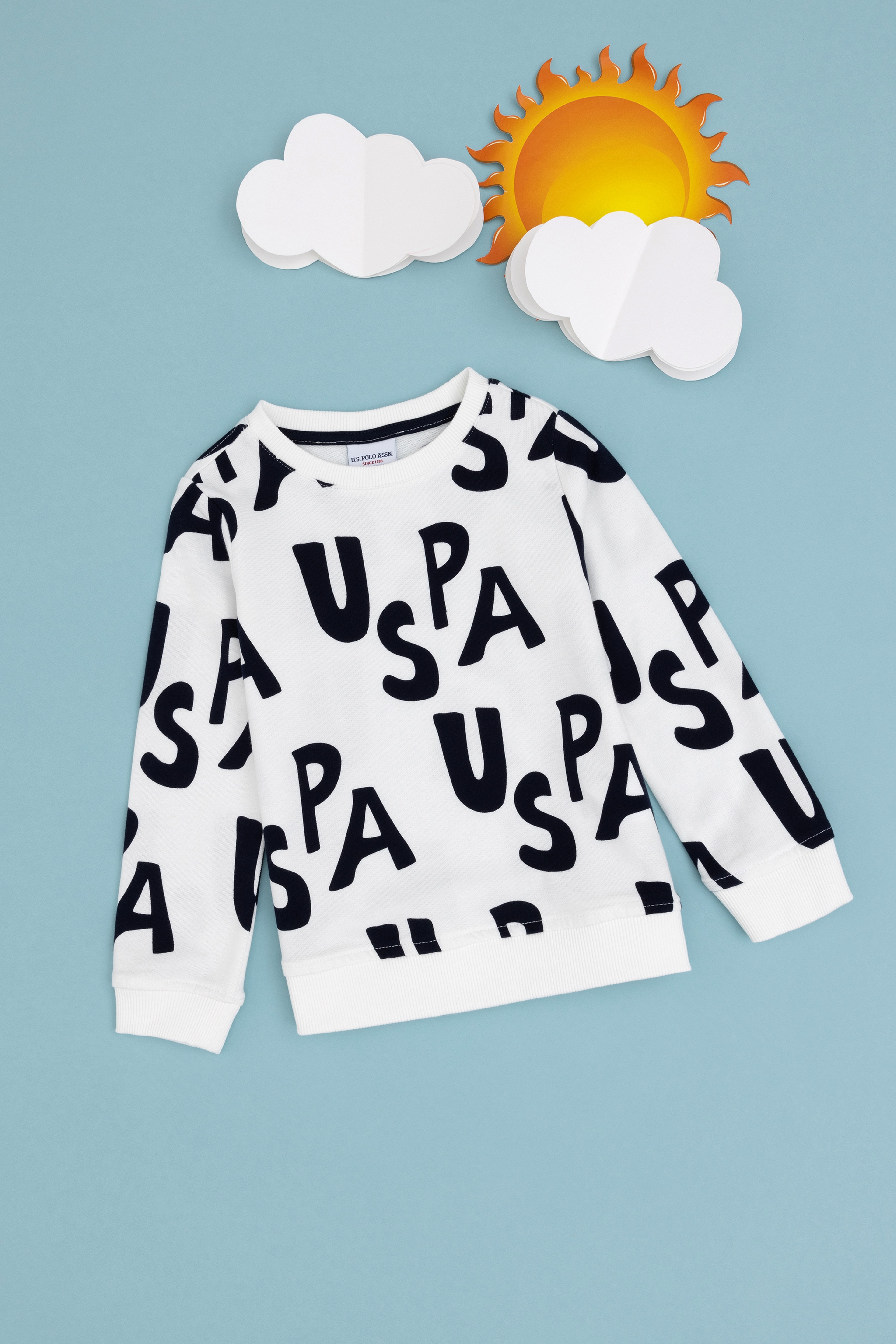 Erkek Çocuk Krem Bisiklet Yaka Sweatshirt - Image 1