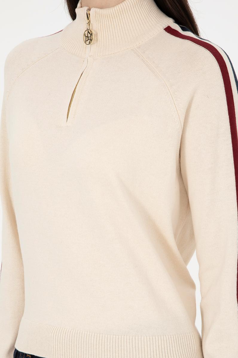 Kadın Krem V Yaka Kazak