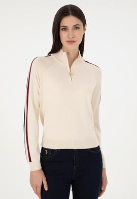 Kadın Krem V Yaka Kazak - 50297098021