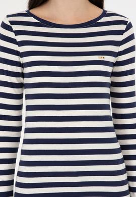 Kadın Lacivert Çizgili Bisiklet Yaka Sweatshirt - 50299102022