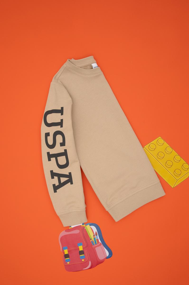 Erkek Çocuk Kum Basic Bisiklet Yaka Sweatshirt