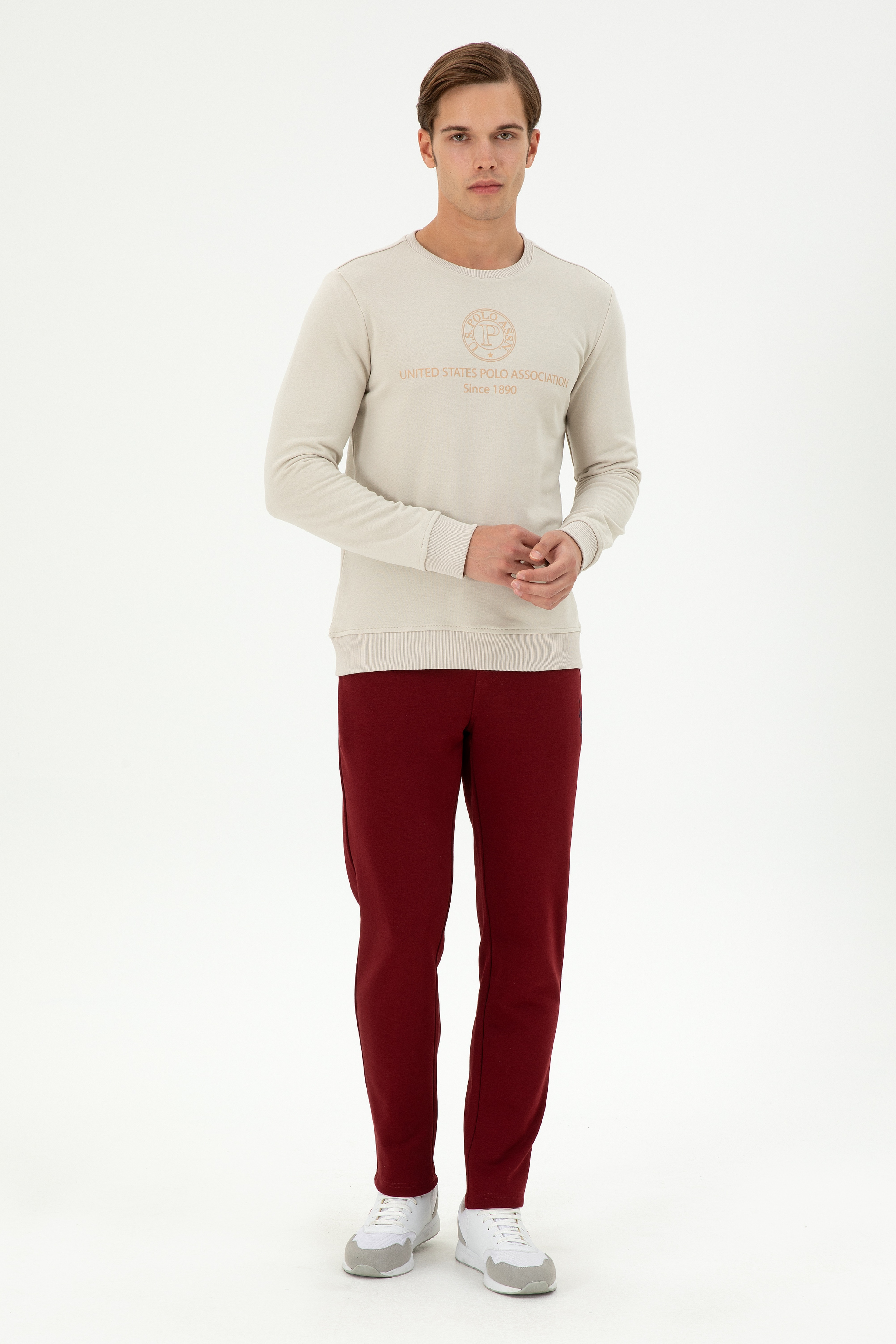 Erkek Regular Fit Bisiklet Yaka Taş Sweatshirt - Image 4
