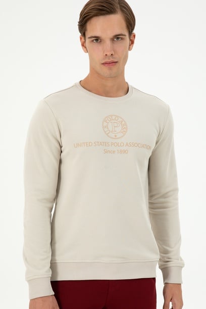 Erkek Regular Fit Bisiklet Yaka Taş Sweatshirt