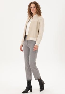 Kadın Ekru Deri Ceket - 50297226006