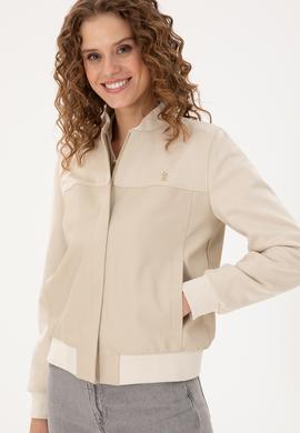 Kadın Ekru Deri Ceket - 50297226006