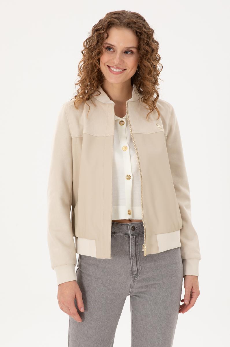 Kadın Ekru Deri Ceket