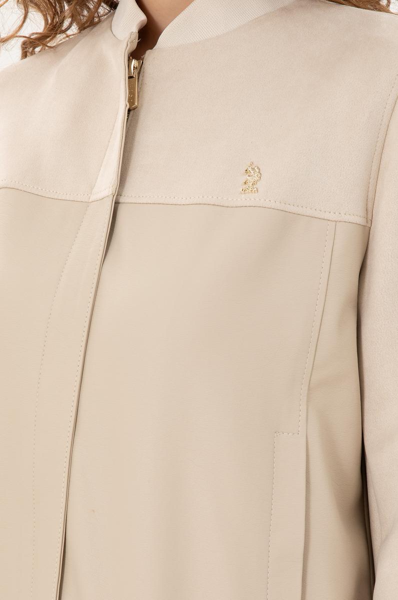 Kadın Ekru Deri Ceket