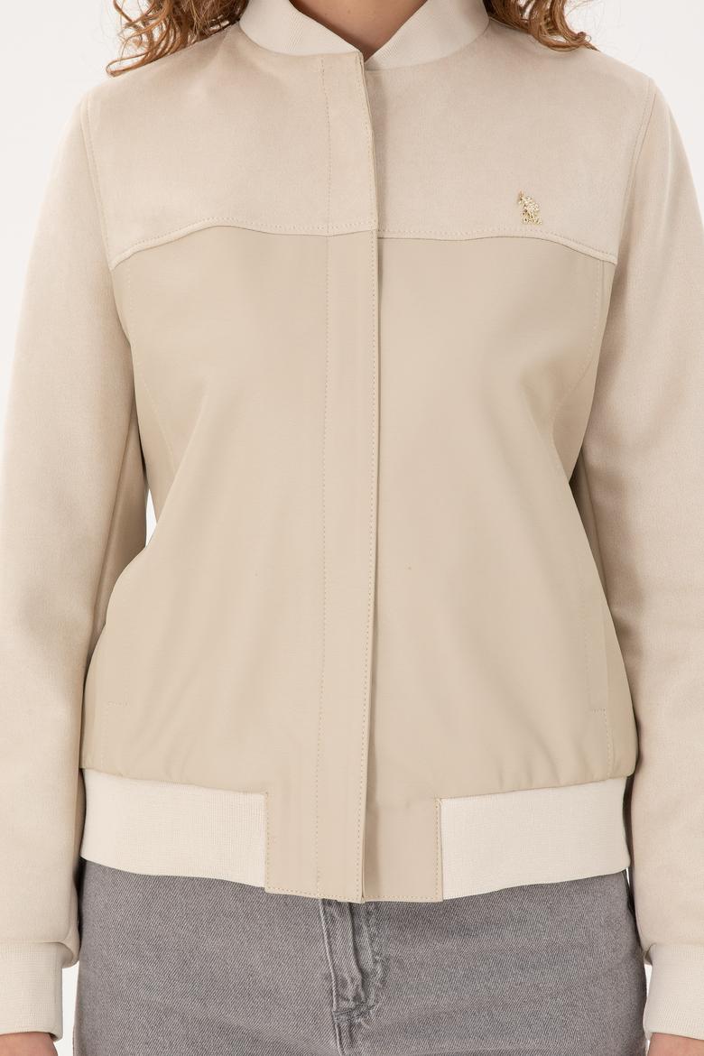 Kadın Ekru Deri Ceket - 50297226006