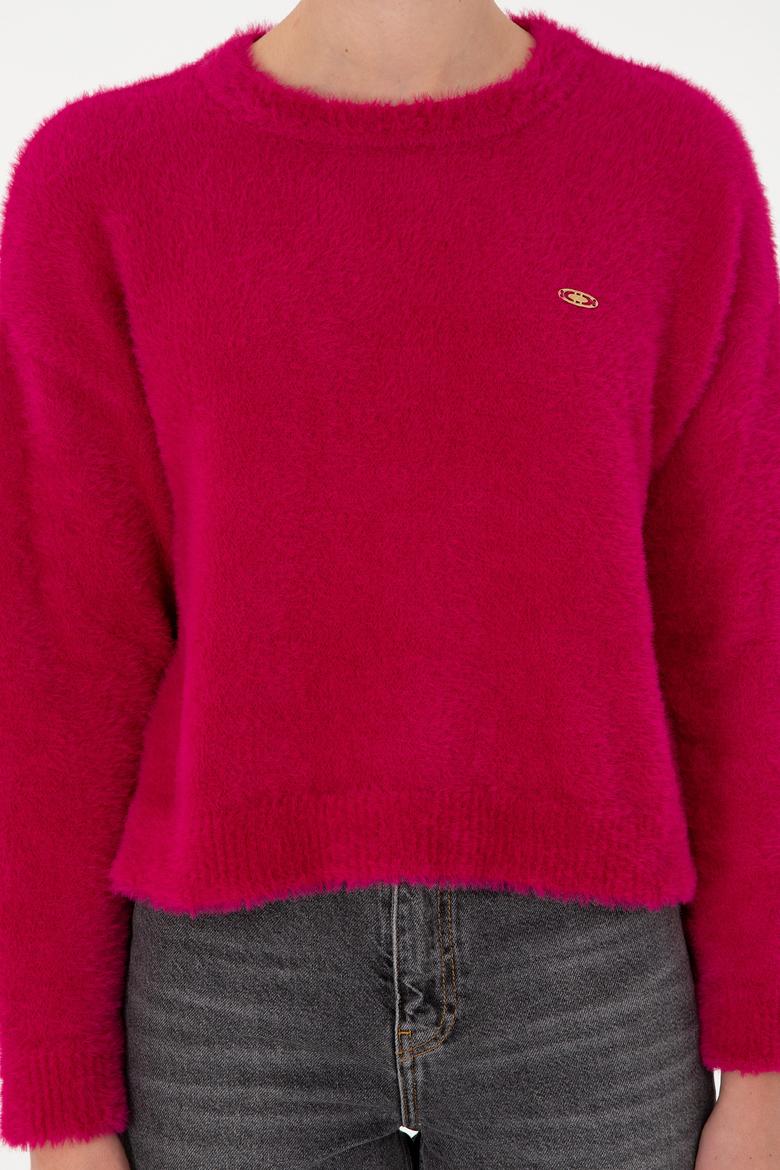 Kadın Fuşya Bisiklet Yaka Yumuşak Dokulu Kazak - 50297898003