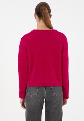 Kadın Fuşya Bisiklet Yaka Yumuşak Dokulu Kazak - 50297898003