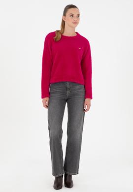 Kadın Fuşya Bisiklet Yaka Yumuşak Dokulu Kazak - 50297898003