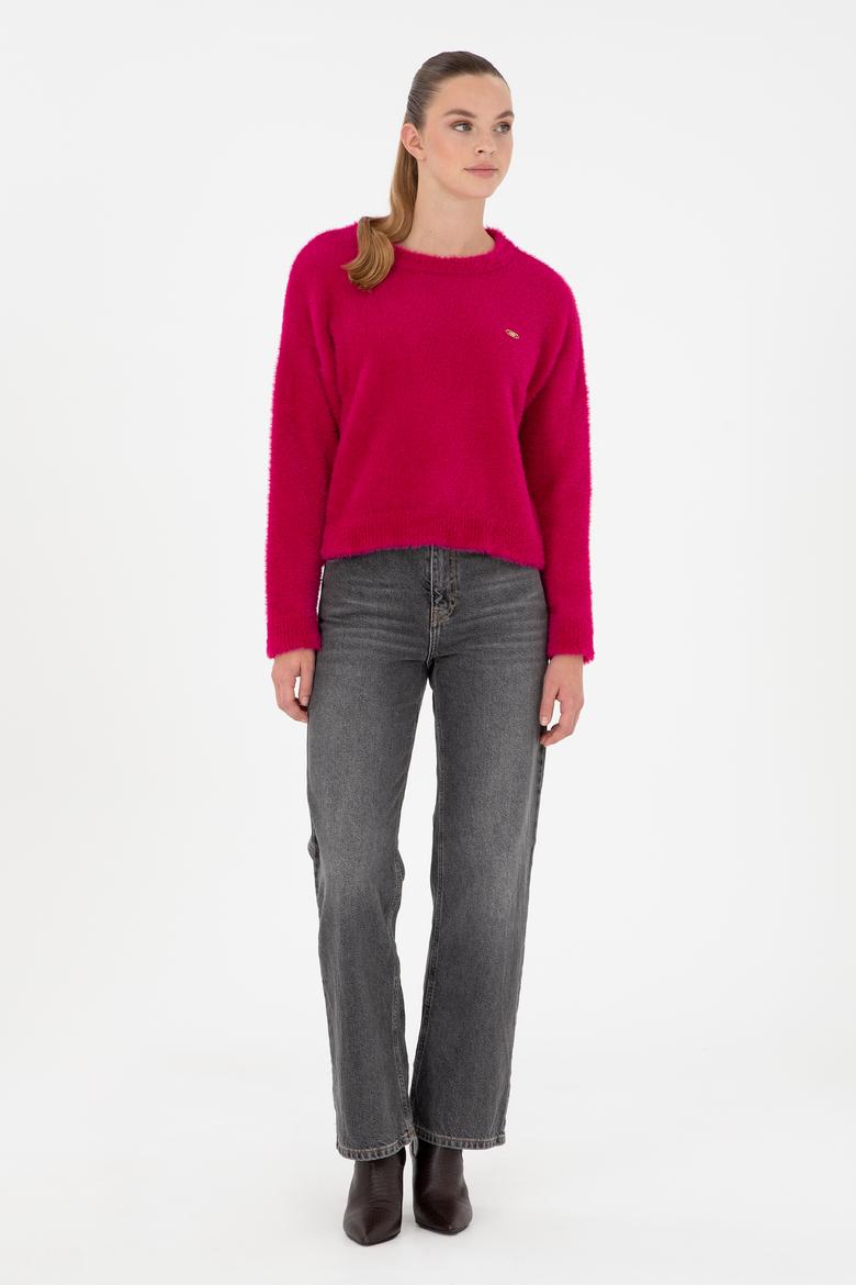 Kadın Fuşya Bisiklet Yaka Yumuşak Dokulu Kazak - 50297898003