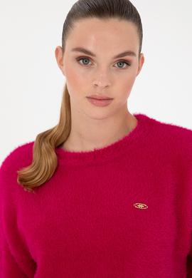 Kadın Fuşya Bisiklet Yaka Yumuşak Dokulu Kazak - 50297898003