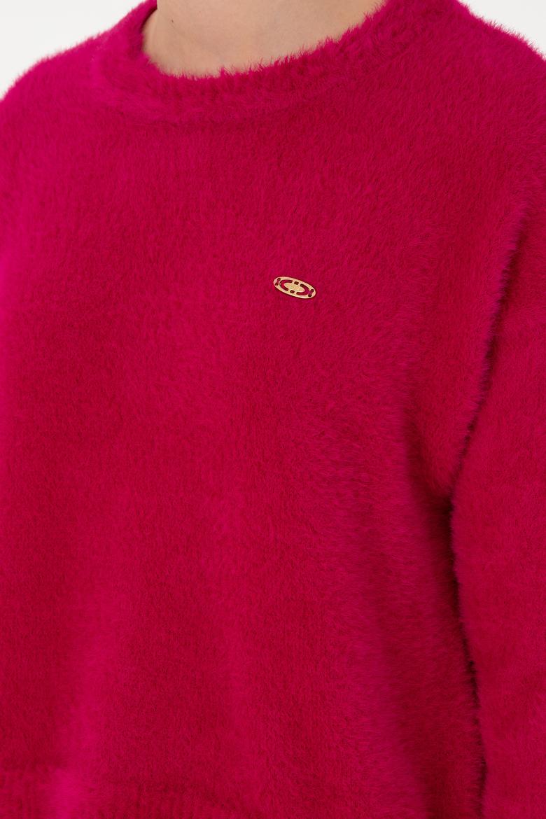 Kadın Fuşya Bisiklet Yaka Yumuşak Dokulu Kazak - 50297898003