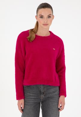 Kadın Fuşya Bisiklet Yaka Yumuşak Dokulu Kazak - 50297898003