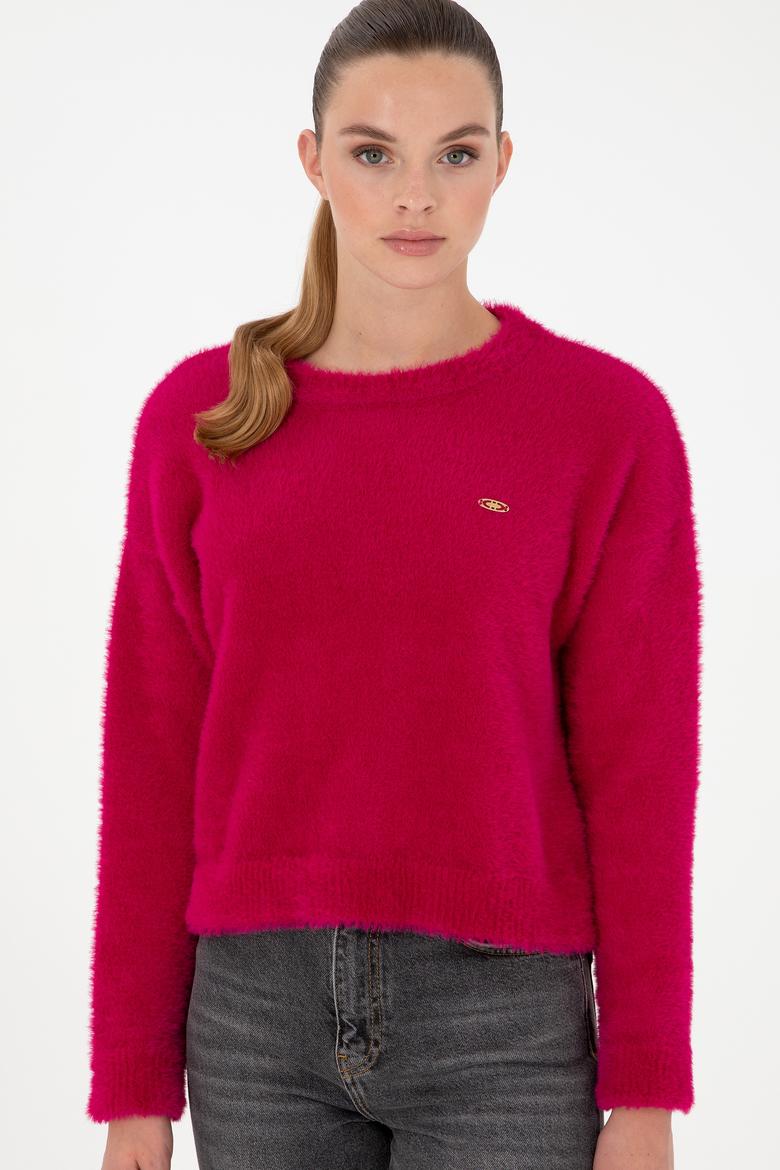 Kadın Fuşya Bisiklet Yaka Yumuşak Dokulu Kazak - 50297898003