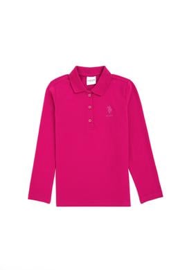 Kız Çocuk Fuşya Polo Yaka Basic Sweatshirt - 50296377042