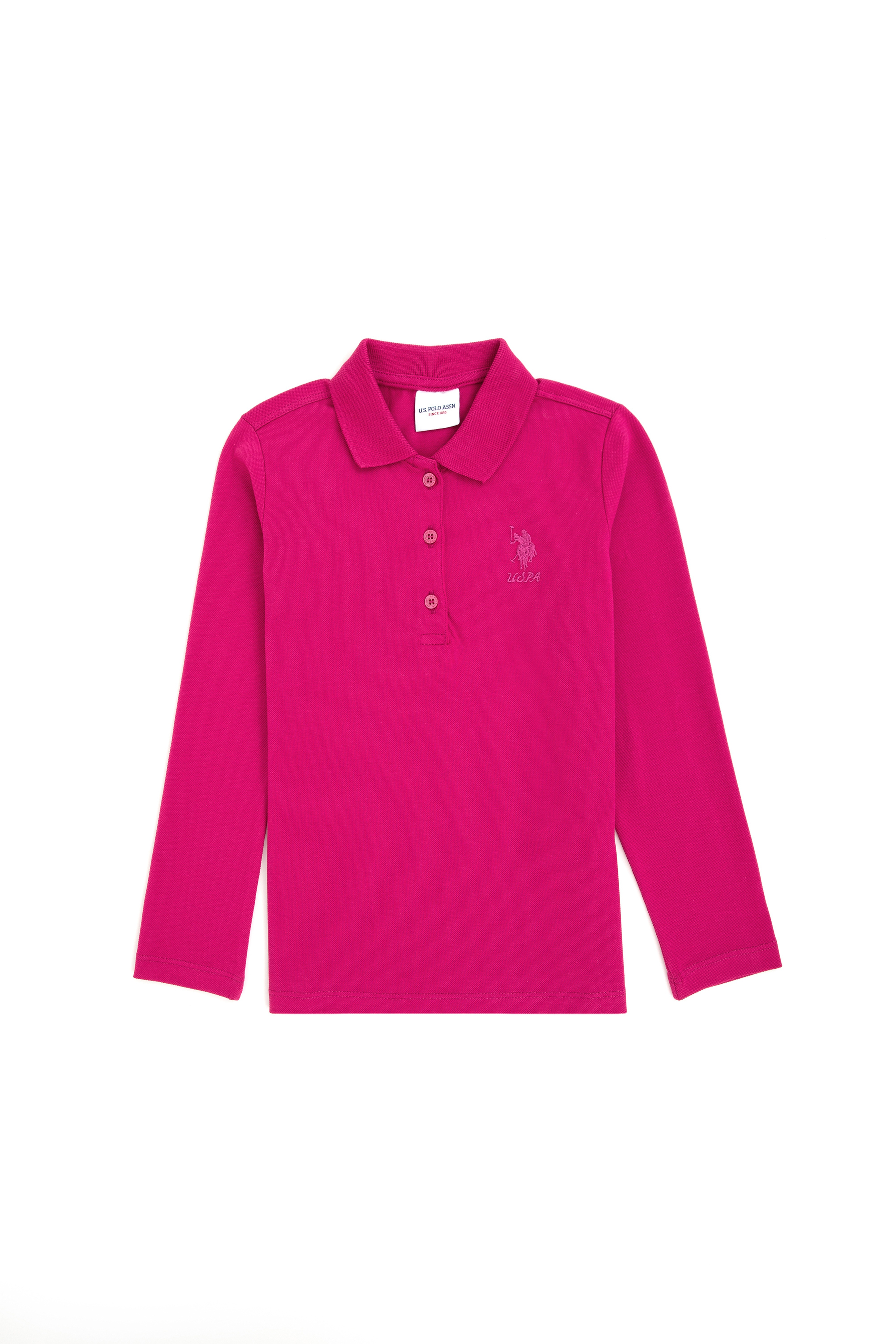 Kız Çocuk Fuşya Polo Yaka Basic Sweatshirt