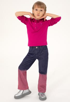 Kız Çocuk Fuşya Polo Yaka Basic Sweatshirt - 50296377042