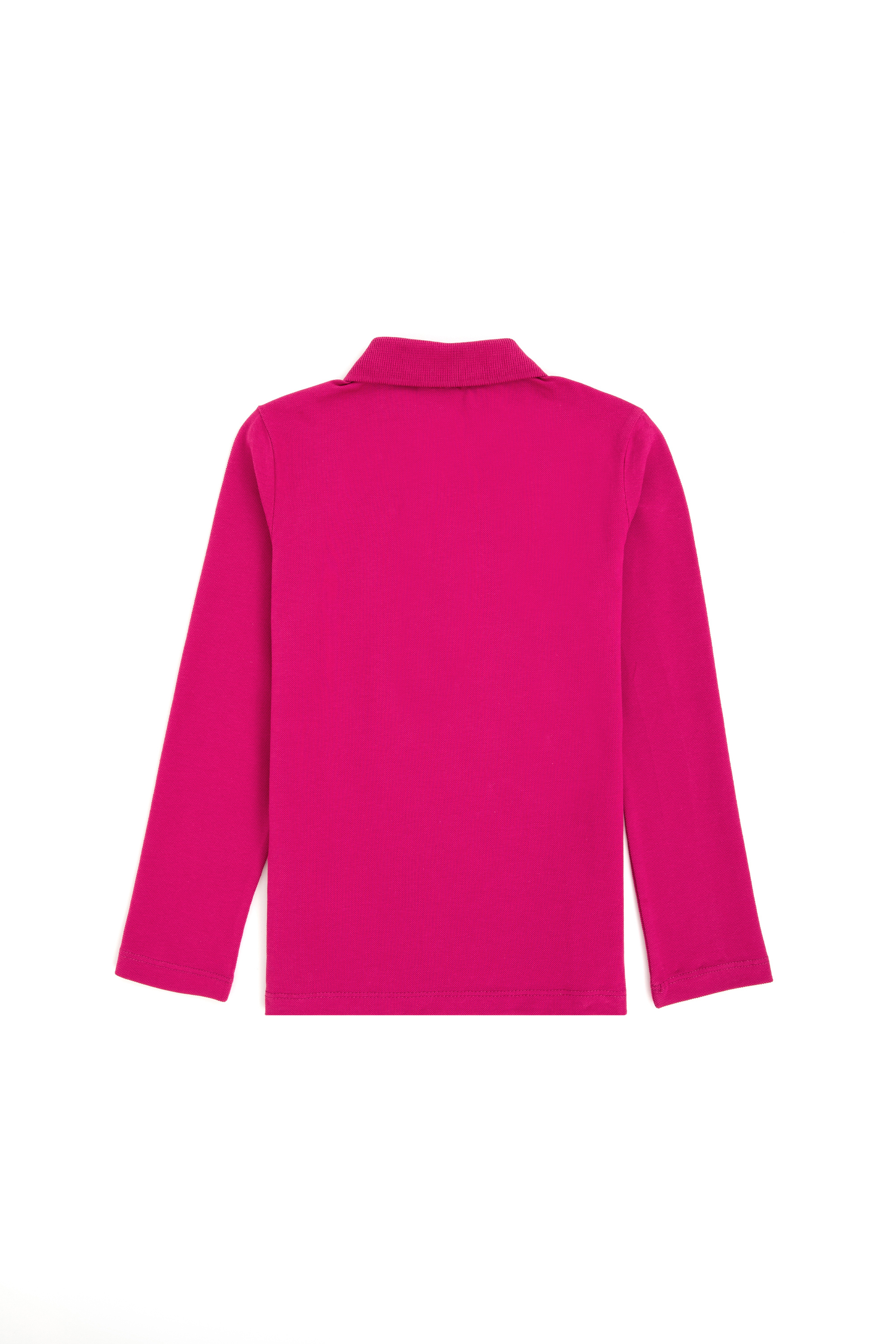 Kız Çocuk Fuşya Polo Yaka Basic Sweatshirt