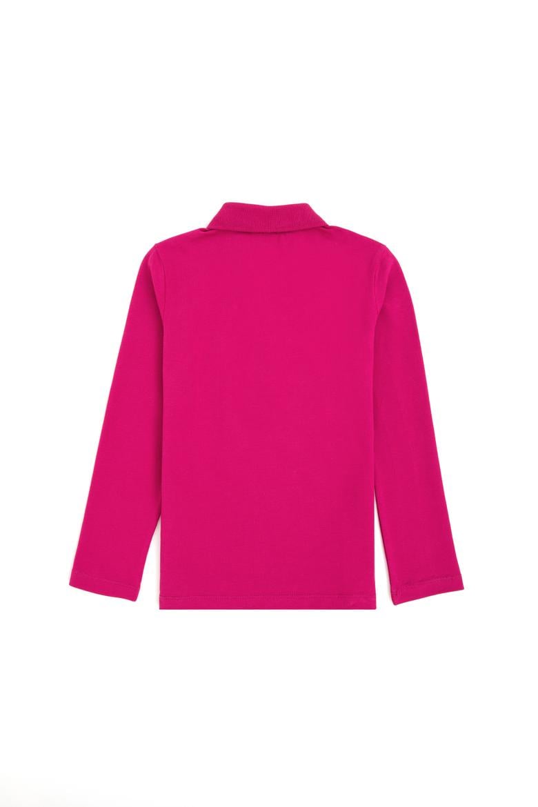 Kız Çocuk Fuşya Polo Yaka Basic Sweatshirt - 50296377042