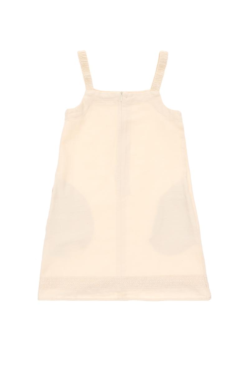 Kız Çocuk Ekru Dokuma Elbise - 50282954020